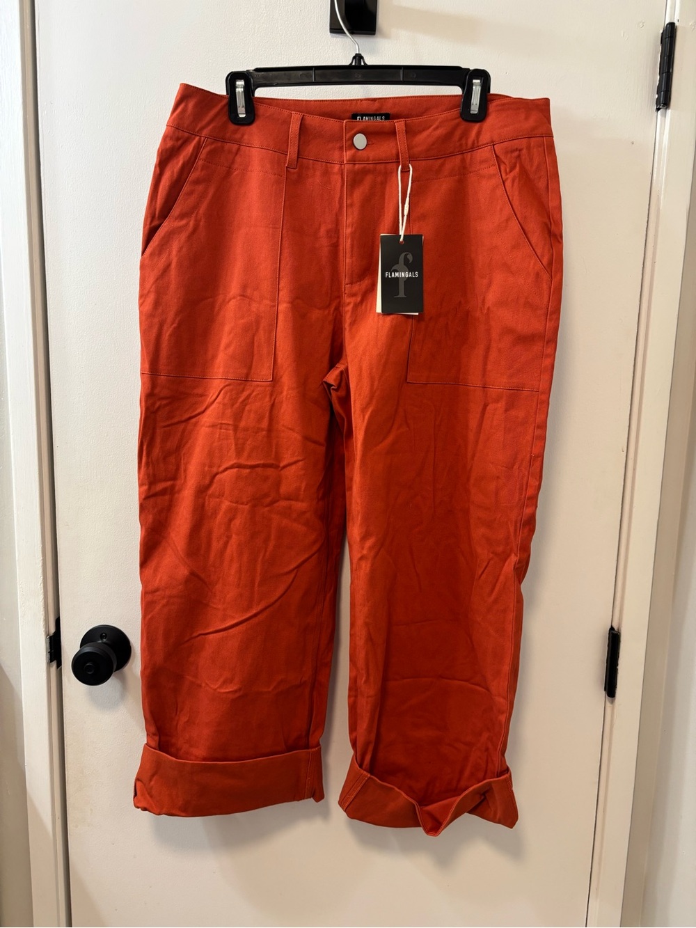 Women's Rust Red Casual Crop Pants
